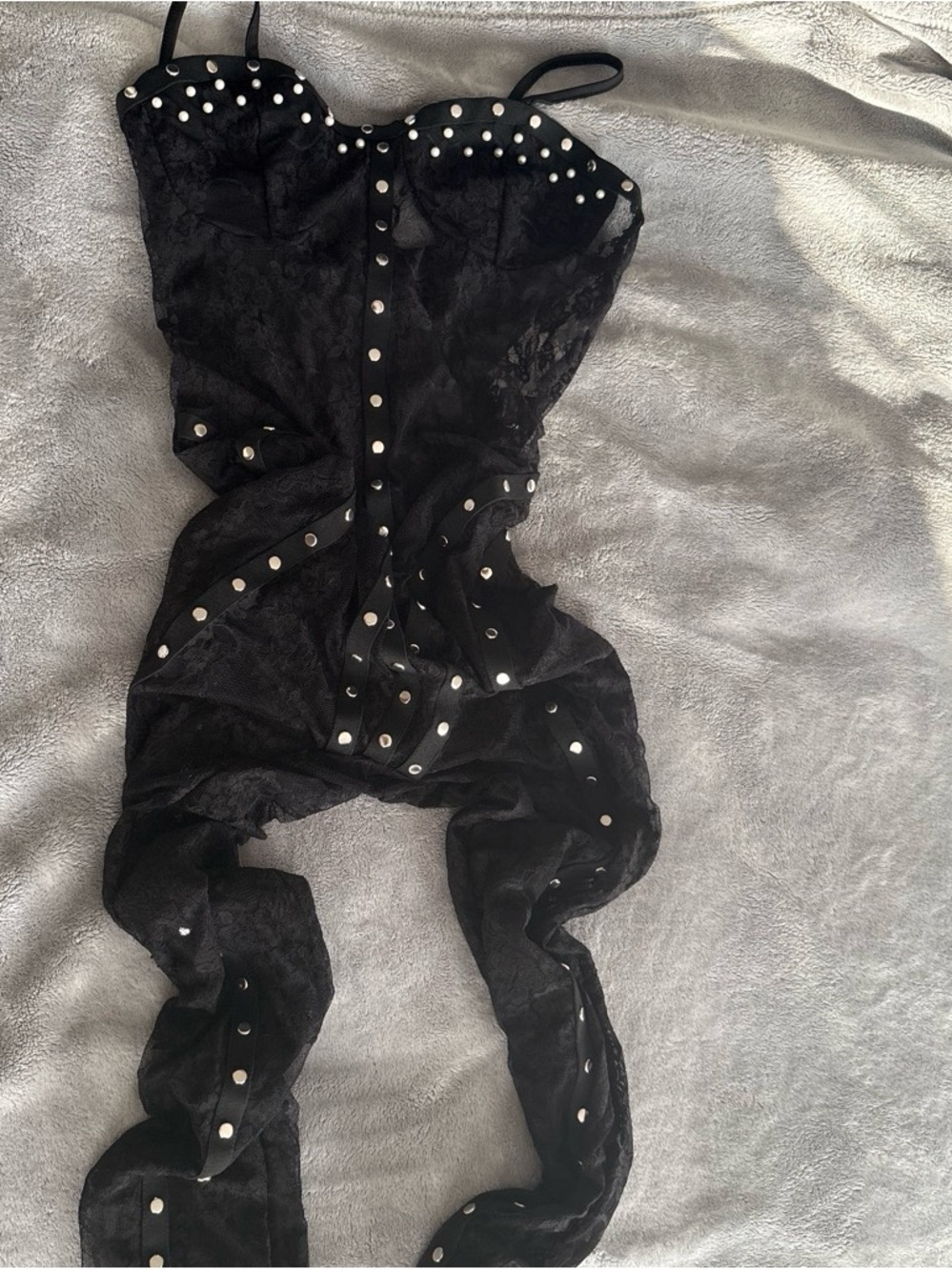 Black Studded Lace Jumpsuit
